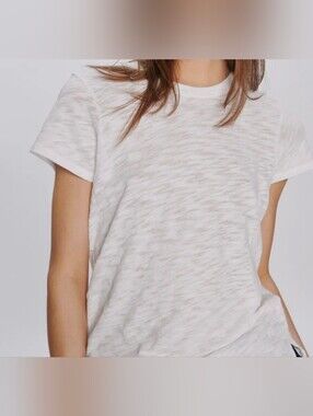 ATM Anthony Thomas Melillo Speckled Heather Crewneck Tee in White